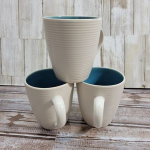 Sango Rival Teal Coffee Mug Beige 4675  Set Of 3